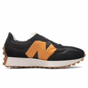 327 - Black/Muted Gold New Balance shoes for walking and running
