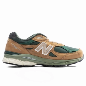 990v3 - Tan/Green New Balance shoes for walking and running