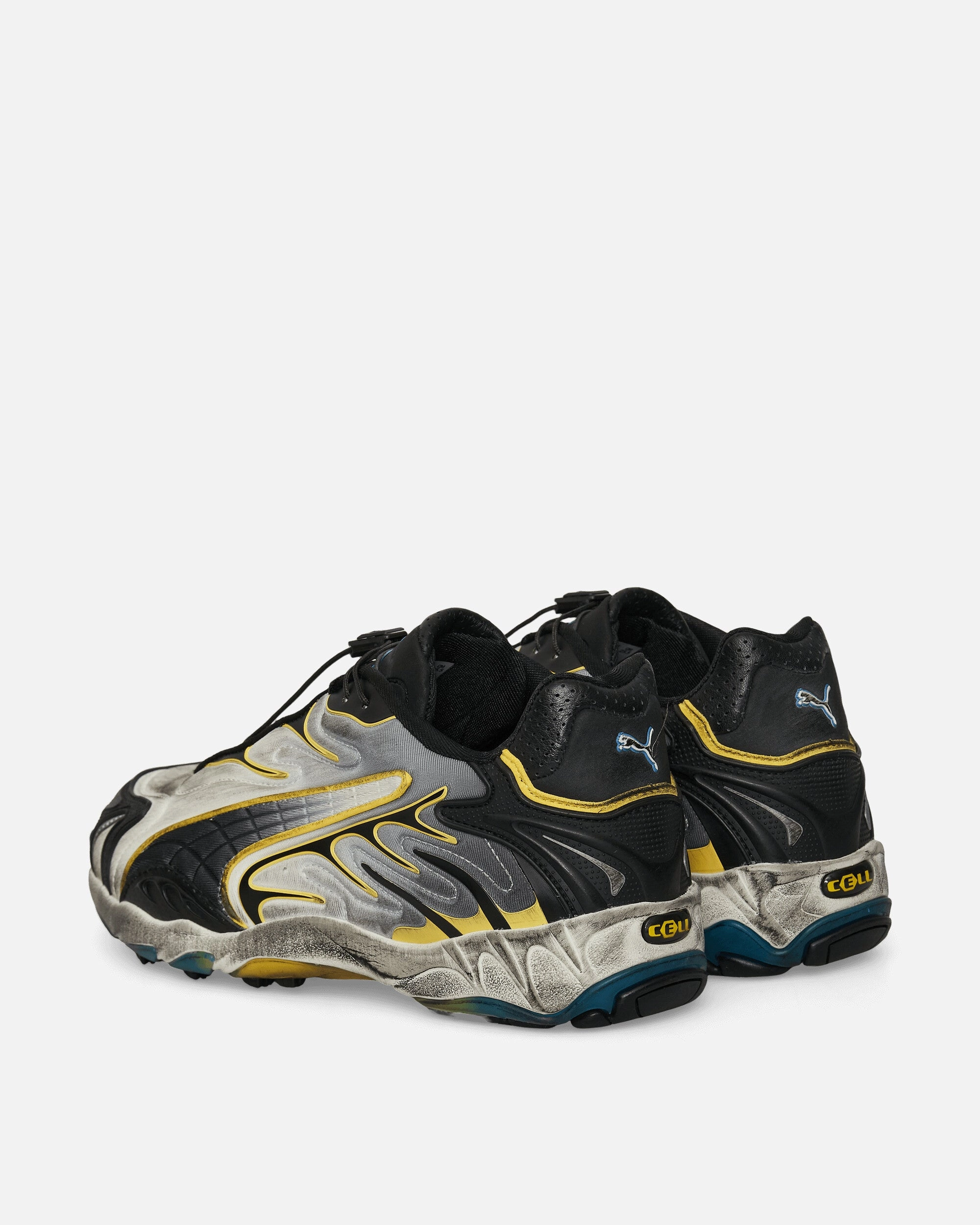 A$AP Rocky Inhale Distressed Neoprene Sneakers Warm White / Puma Black / Yellow Modern Athletic Shoes