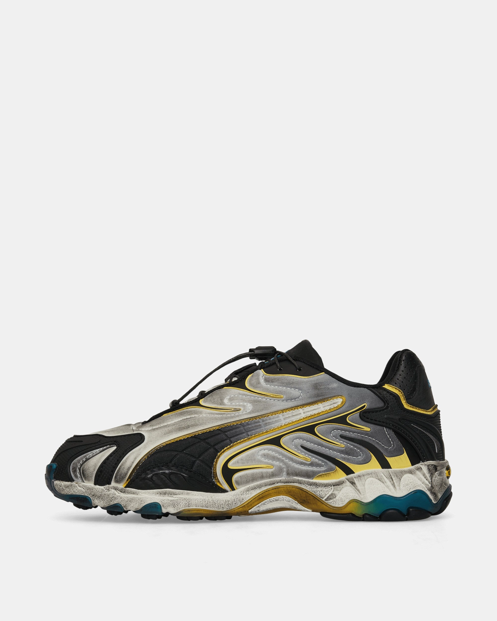 A$AP Rocky Inhale Distressed Neoprene Sneakers Warm White / Puma Black / Yellow Modern Athletic Shoes
