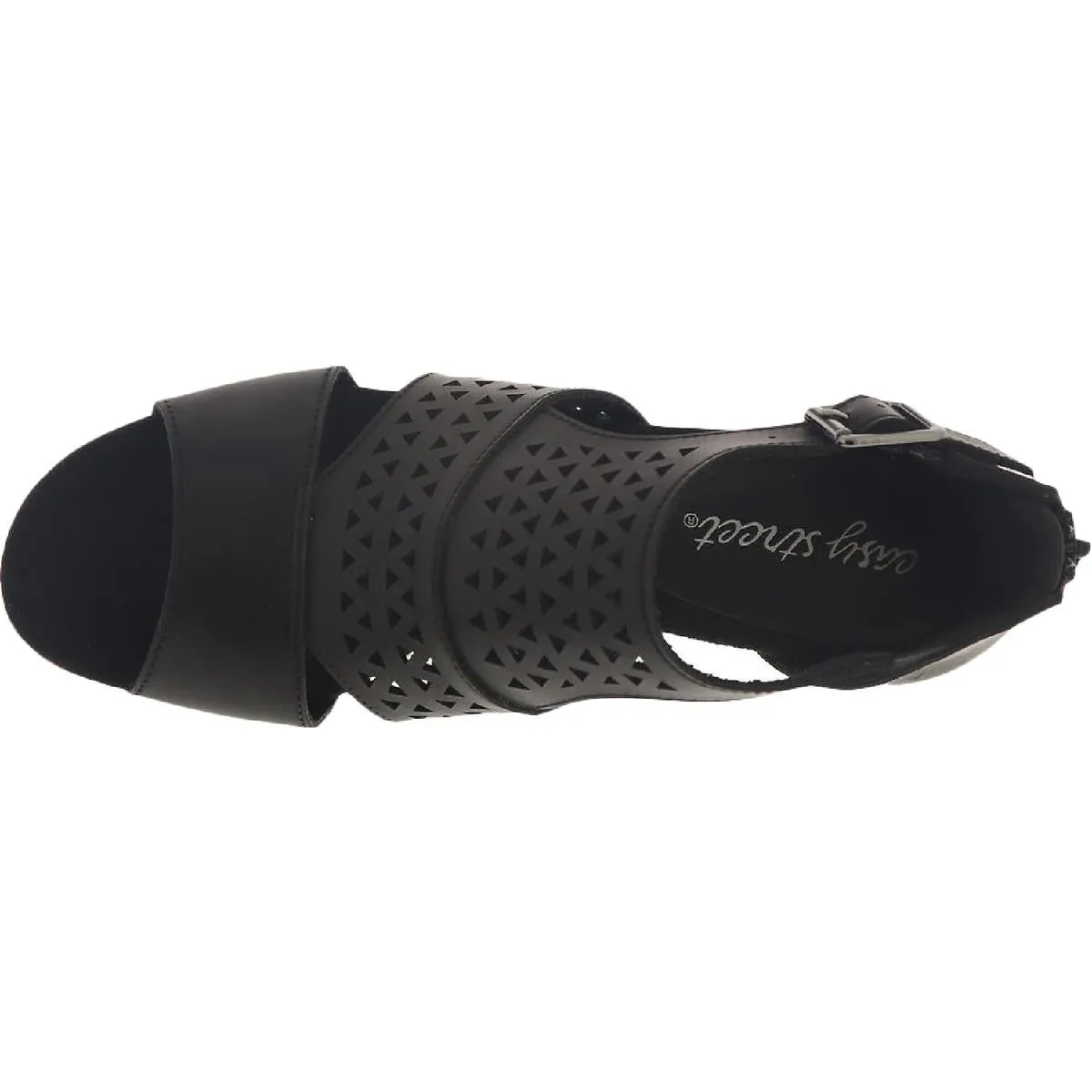Adara Womens Faux Leather Perforated Heel Sandals