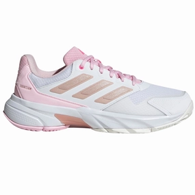 Adidas Courtjam Control 3 Women Tennis Shoes - White/Silver Metallic/Lucid Pink Adidas tennis footwear