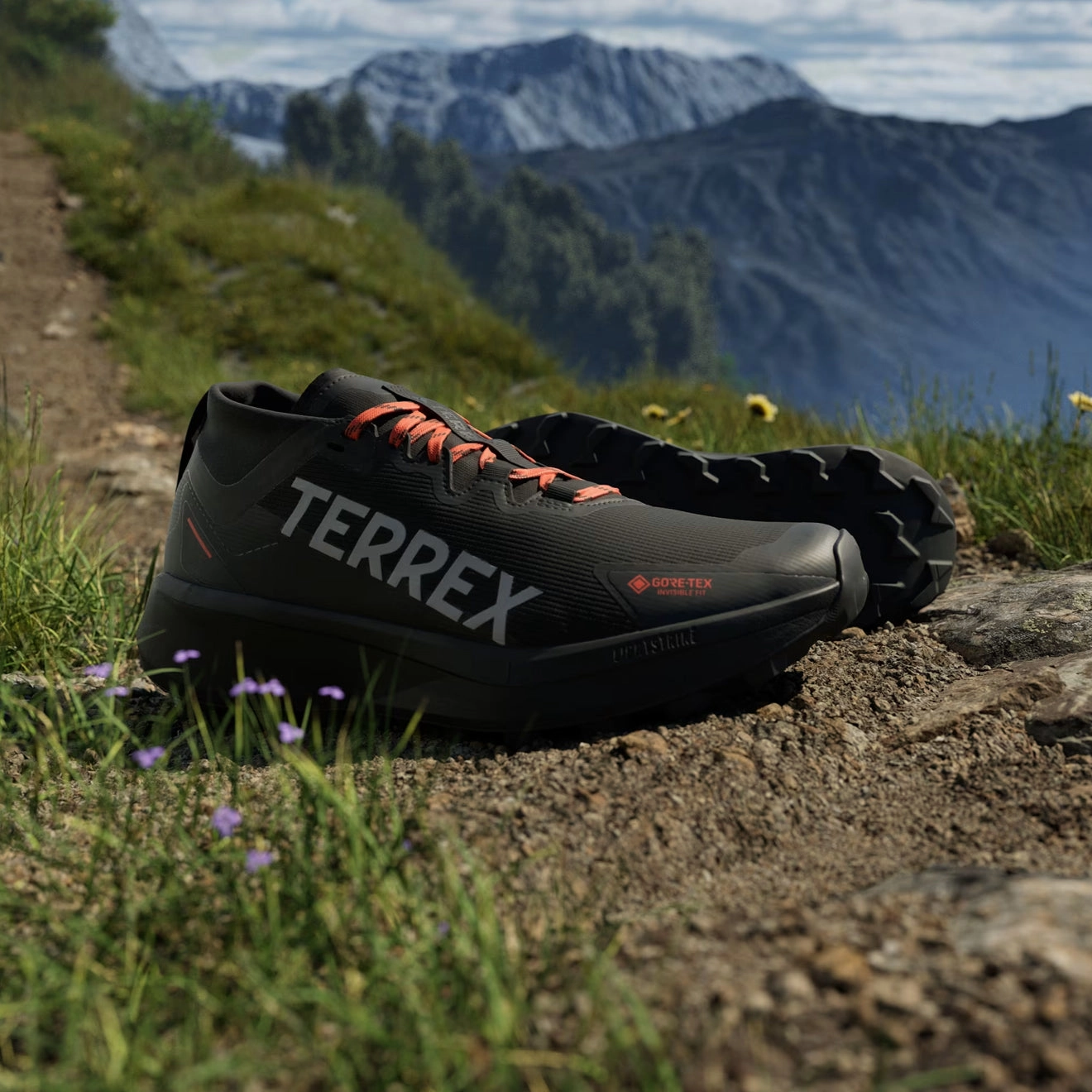 Adidas Terrex Agravic GTX Trail Running Shoe Core Black / Grey / Semi Impact Orange Versatile Training Shoes