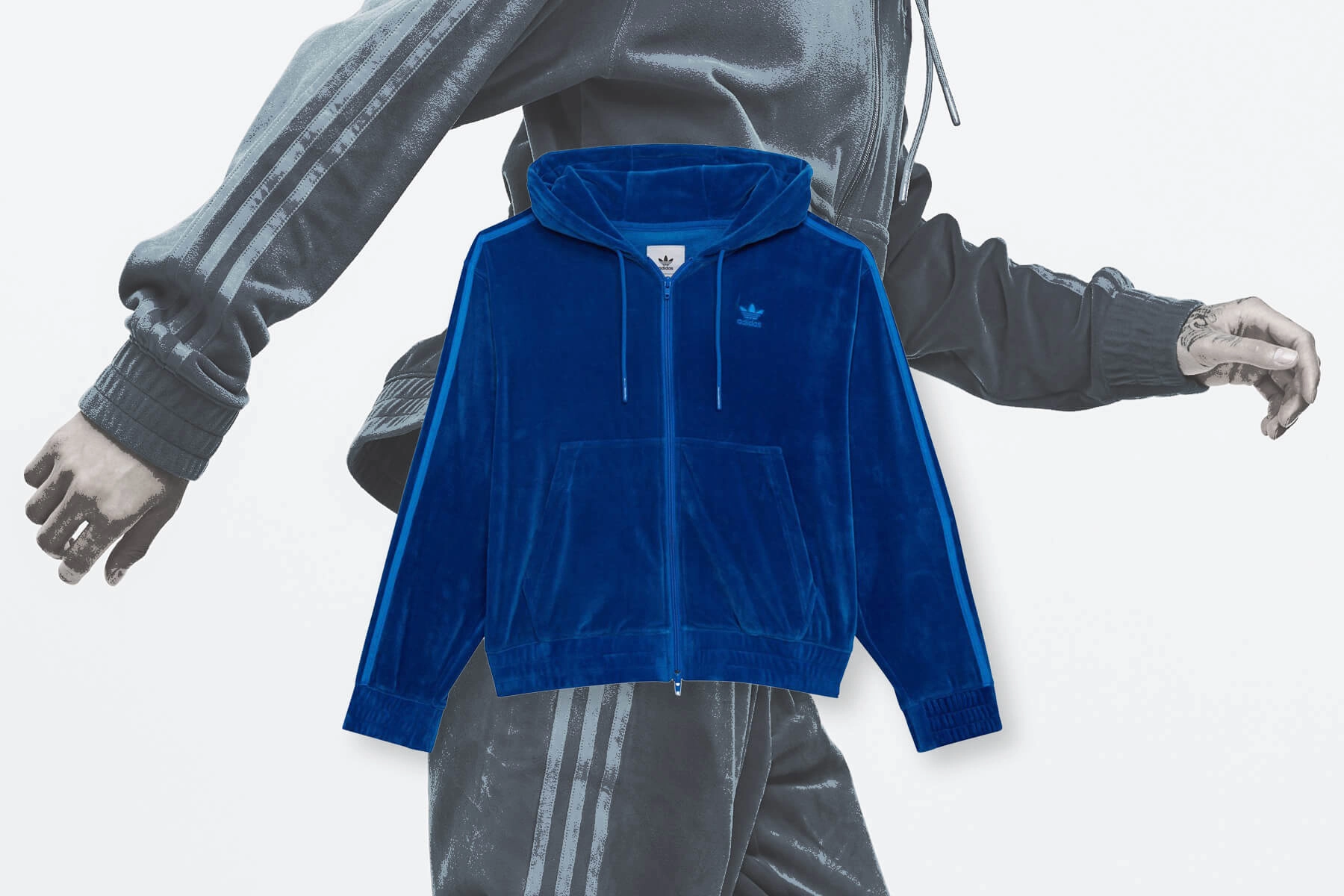 AdidasOriginals x Jeremy Scott Full-Zip Hoodie - Blue Adidas Classic Street Sneakers