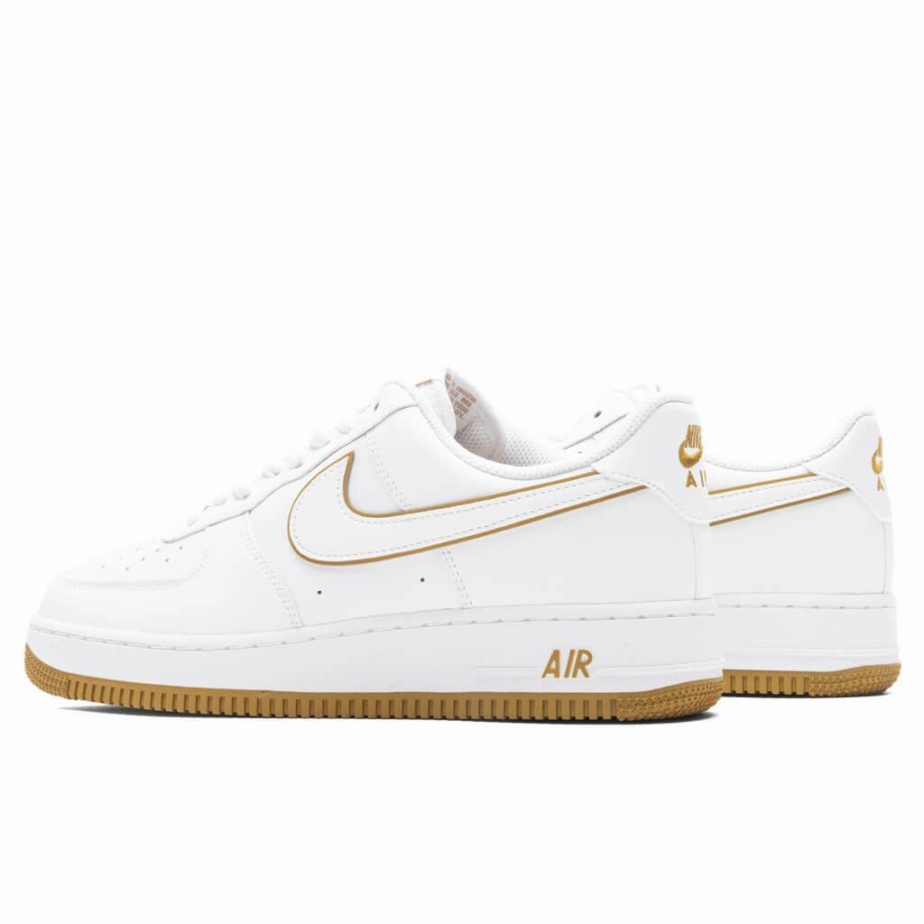 Air Force 1 '07 - White/White/Bronzine Nike Bold Logo Sneakers