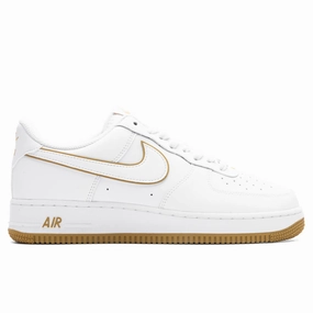 Air Force 1 '07 - White/White/Bronzine Nike fashion sneakers with bold branding