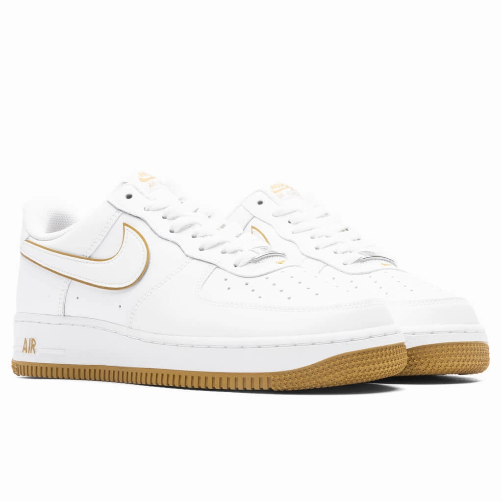 Air Force 1 '07 - White/White/Bronzine Nike Bold Logo Sneakers