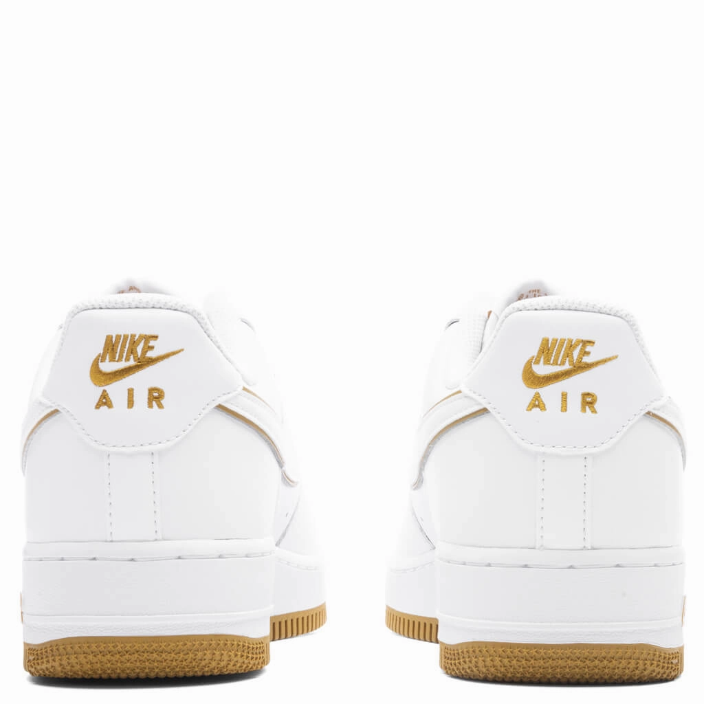 Air Force 1 '07 - White/White/Bronzine Nike Bold Logo Sneakers