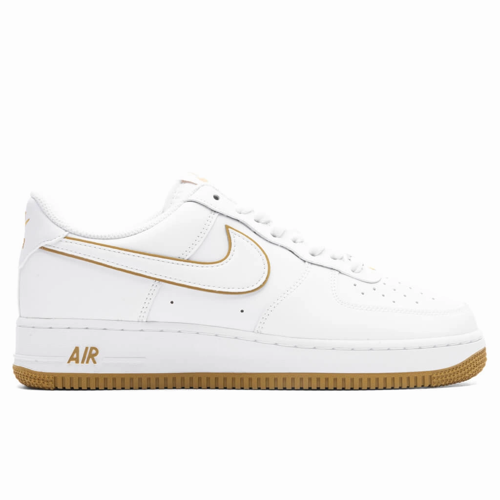 Air Force 1 '07 - White/White/Bronzine Nike fashion sneakers with bold branding