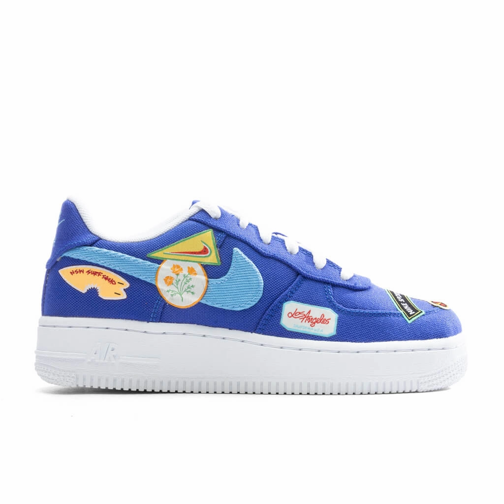 Air Force 1 (GS) - Racer Blue/UniversityBlue/White Nike fashion sneakers with bold branding