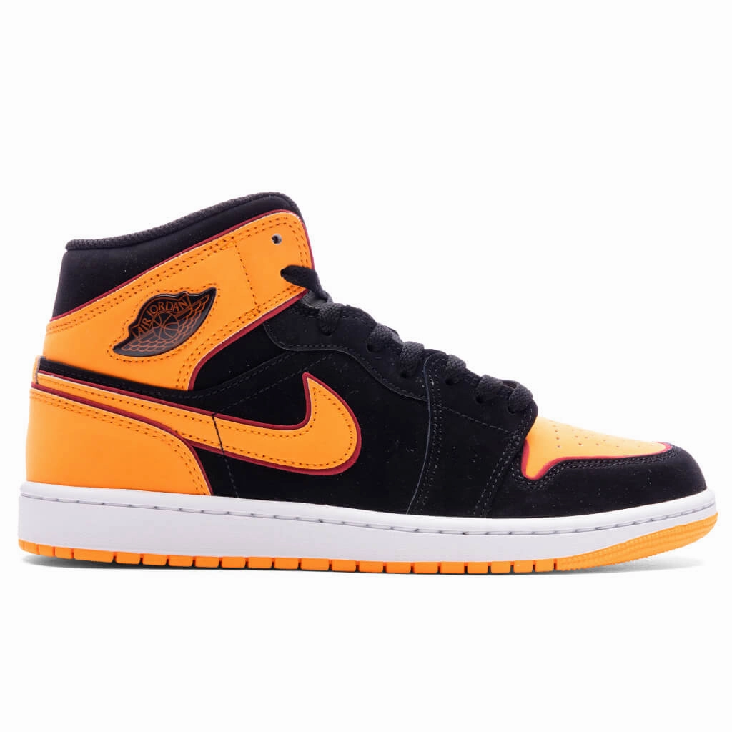Air Jordan 1 Mid SE - Black/Vivid Orange/Cardinal Red Nike signature design with comfort fit