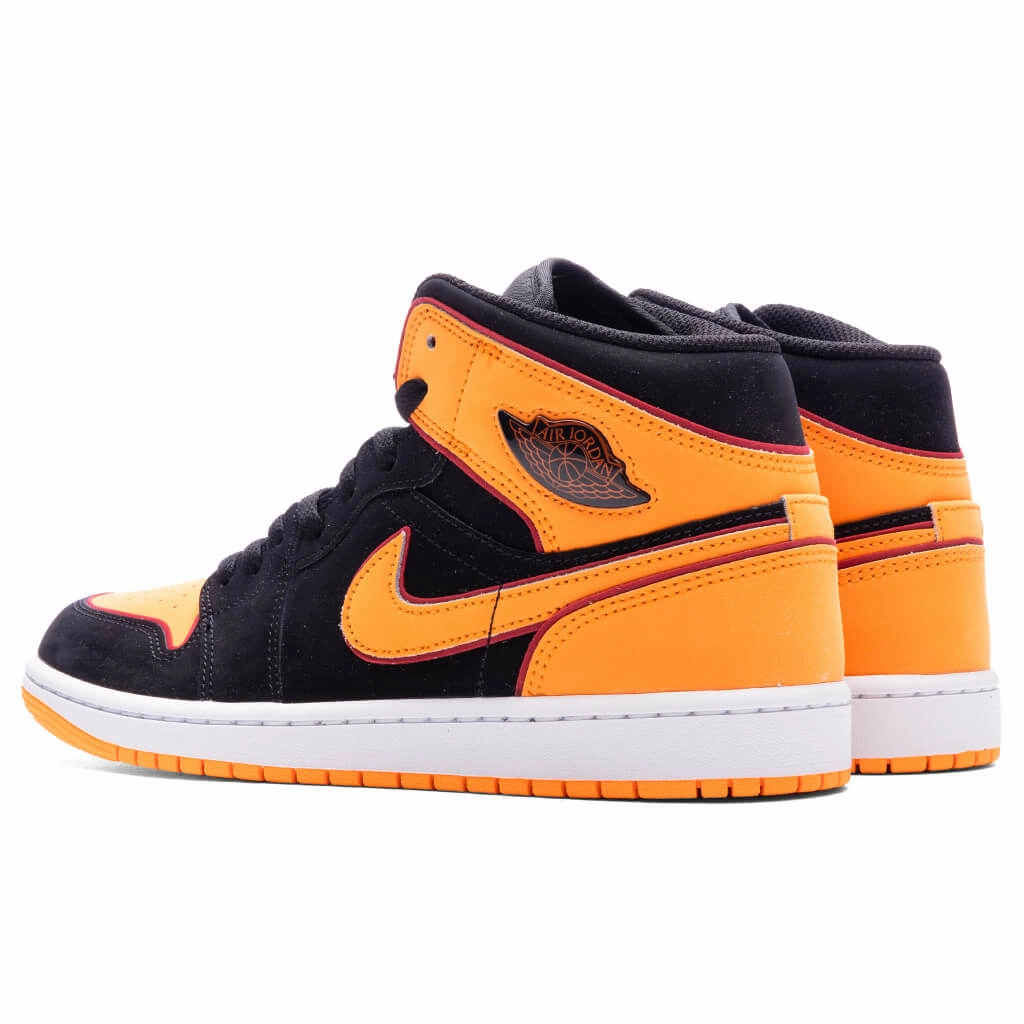 Air Jordan 1 Mid SE - Black/Vivid Orange/Cardinal Red Nike trainers with responsive foam