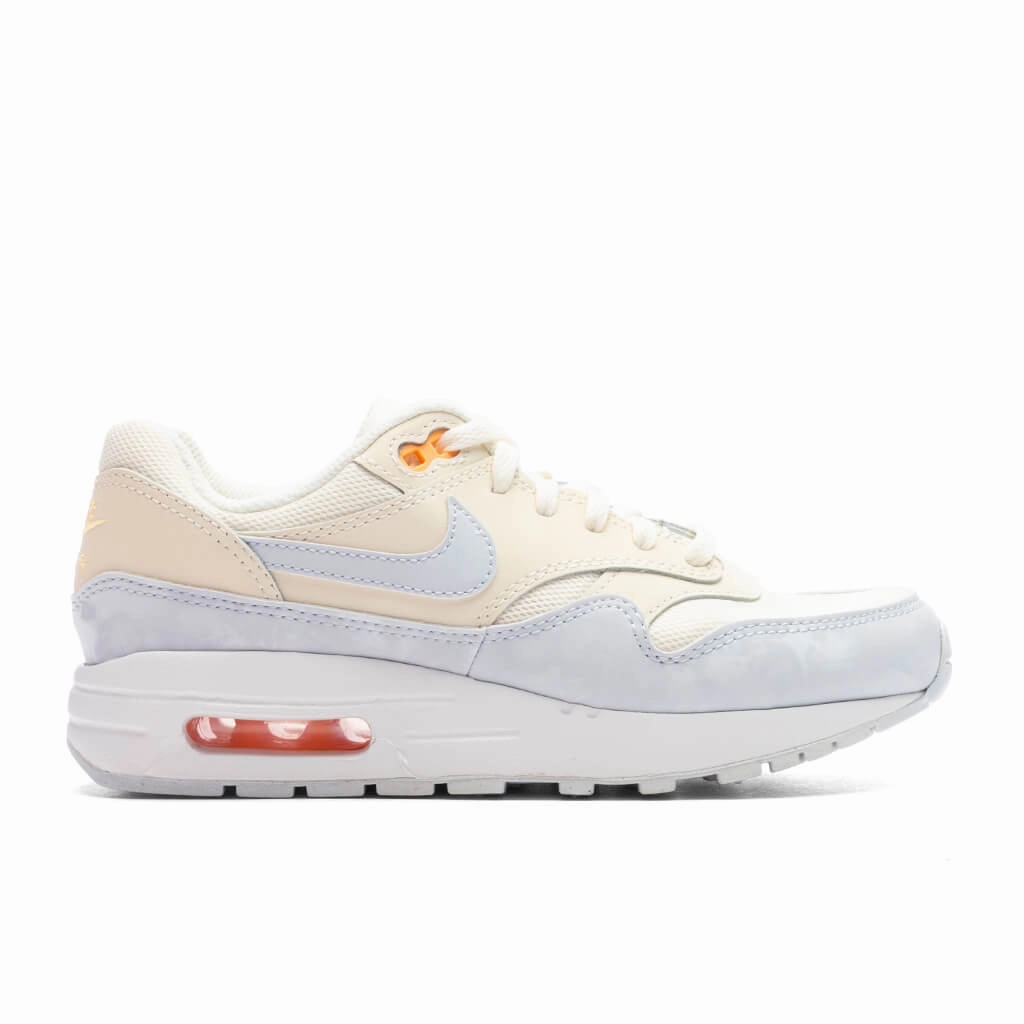 Air Max 1 (GS) - Pale Ivory/Football Grey/Melon Tint Nike lifestyle sneakers with retro vibe