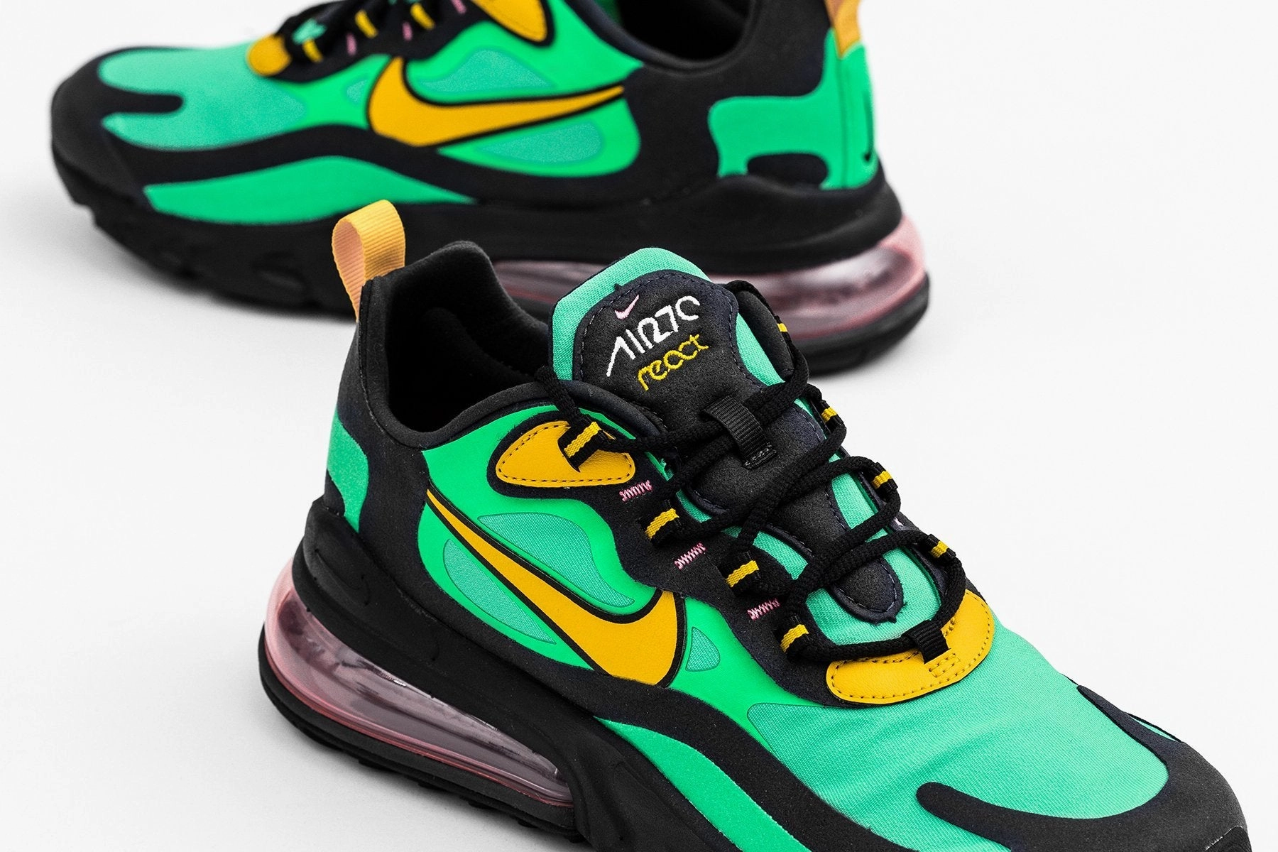 Air Max 270 React - Electro Green/Yellow Ochre/Obsidian Nike Foam Comfort Trainers