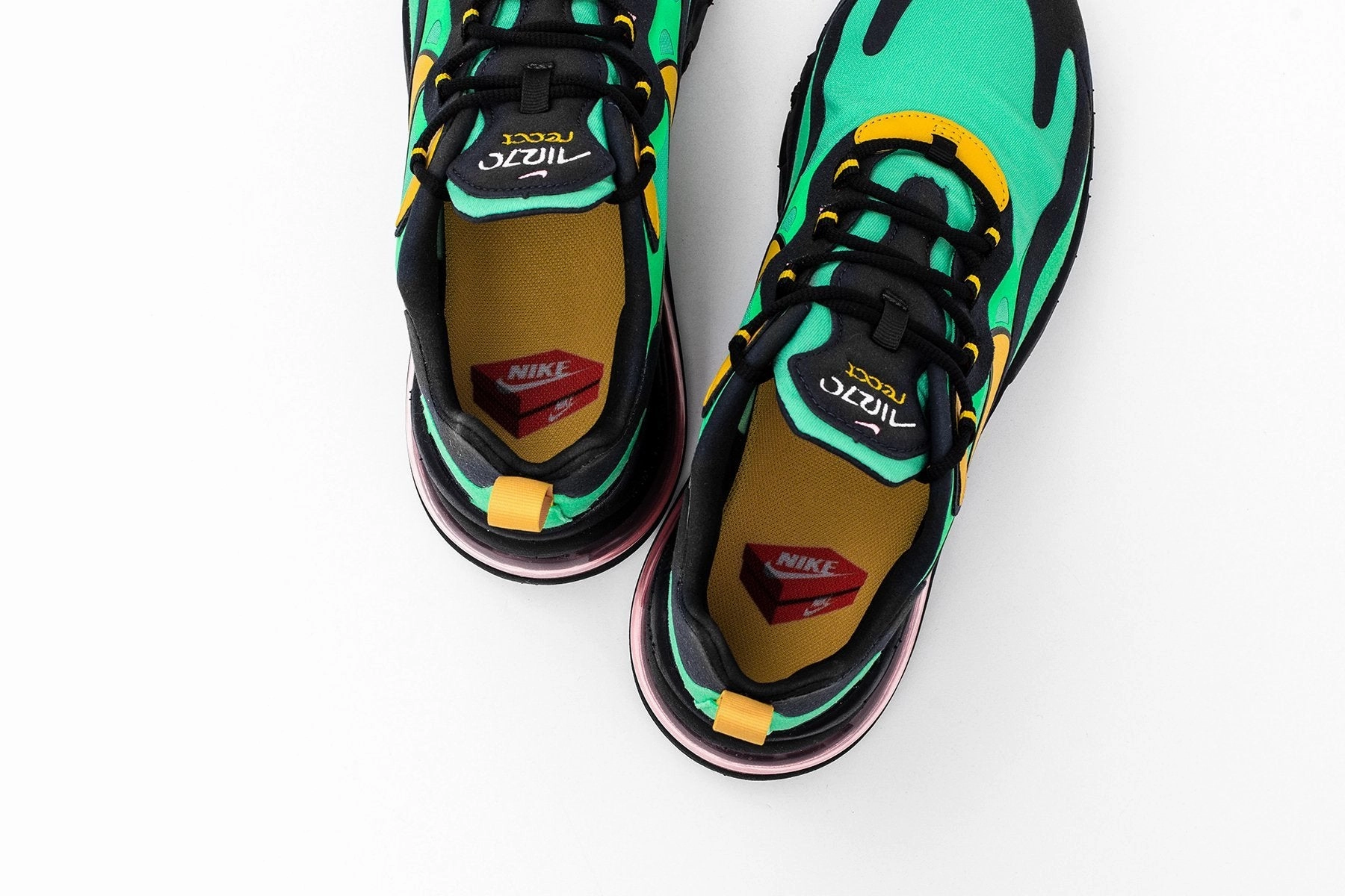 Air Max 270 React - Electro Green/Yellow Ochre/Obsidian Nike Foam Comfort Trainers