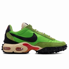 Air Max Waffle - Action Green/Black/Total Orange Nike everyday shoes with mesh upper