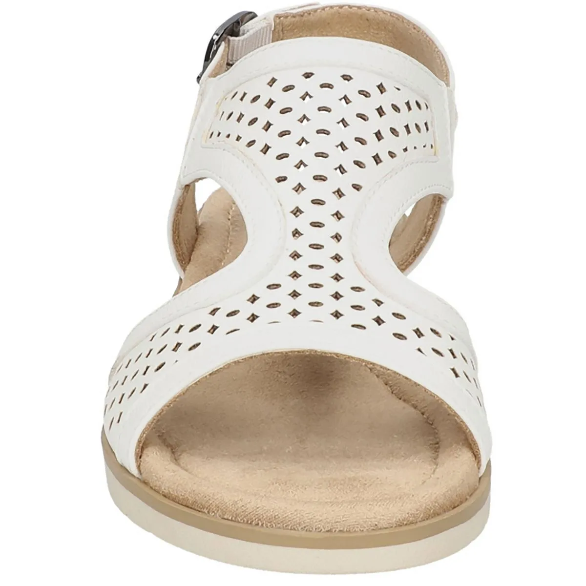 Alba Womens Faux Leather Laser Cut Ankle Strap