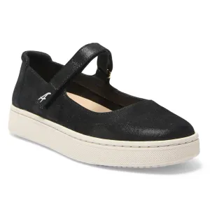 Albany Flat in Black Metallic Suede Suede