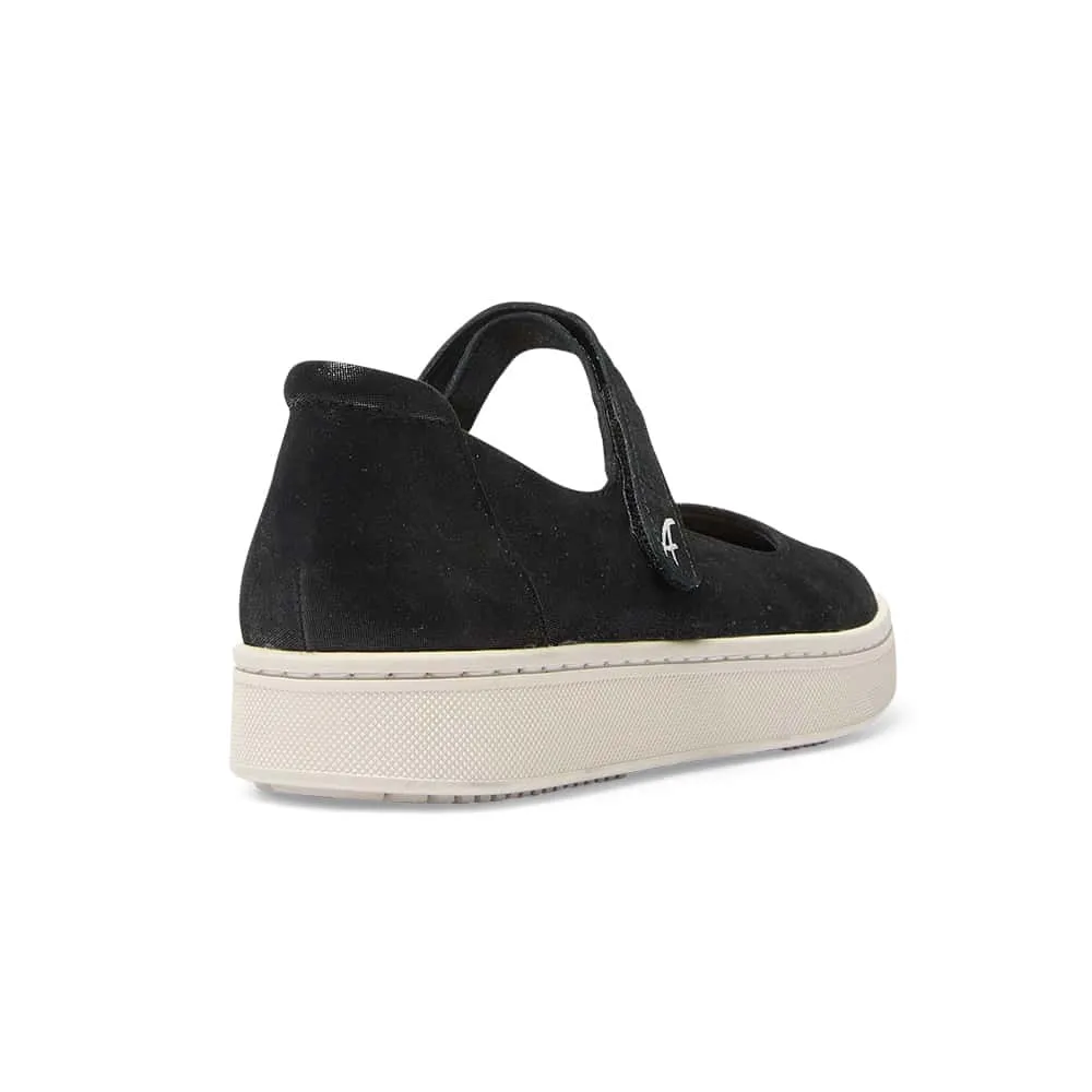 Albany Flat in Black Metallic Suede Suede