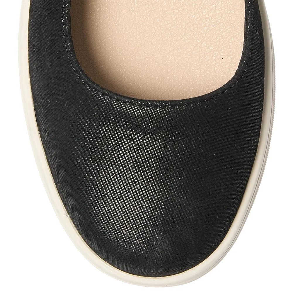 Albany Flat in Black Metallic Suede Suede