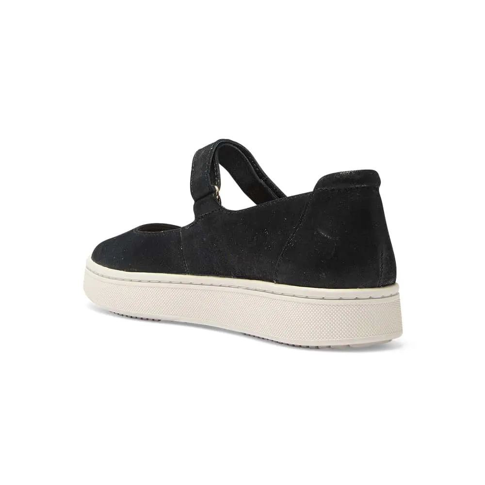 Albany Flat in Black Metallic Suede Suede