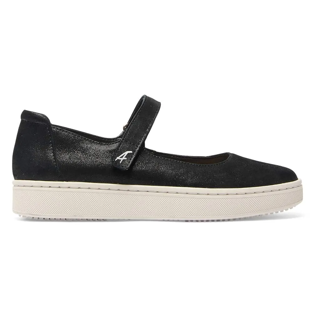 Albany Flat in Black Metallic Suede Suede