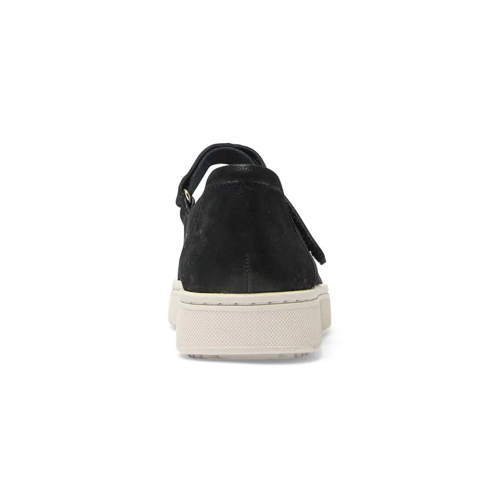 Albany Flat in Black Metallic Suede Suede