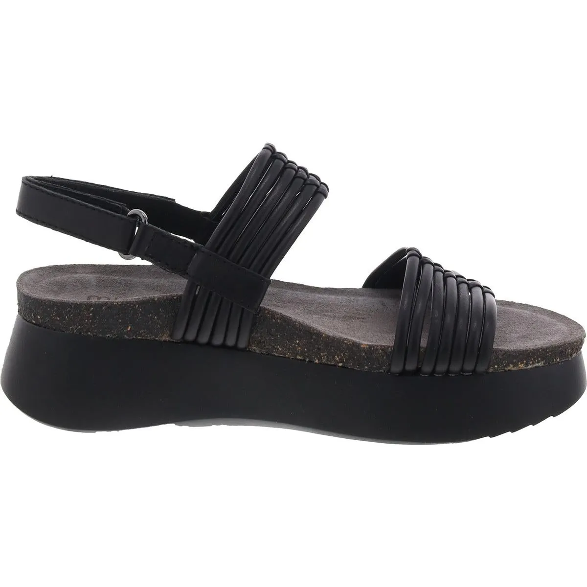 Aleesia Womens Slip On Buckle Flatform Sandals