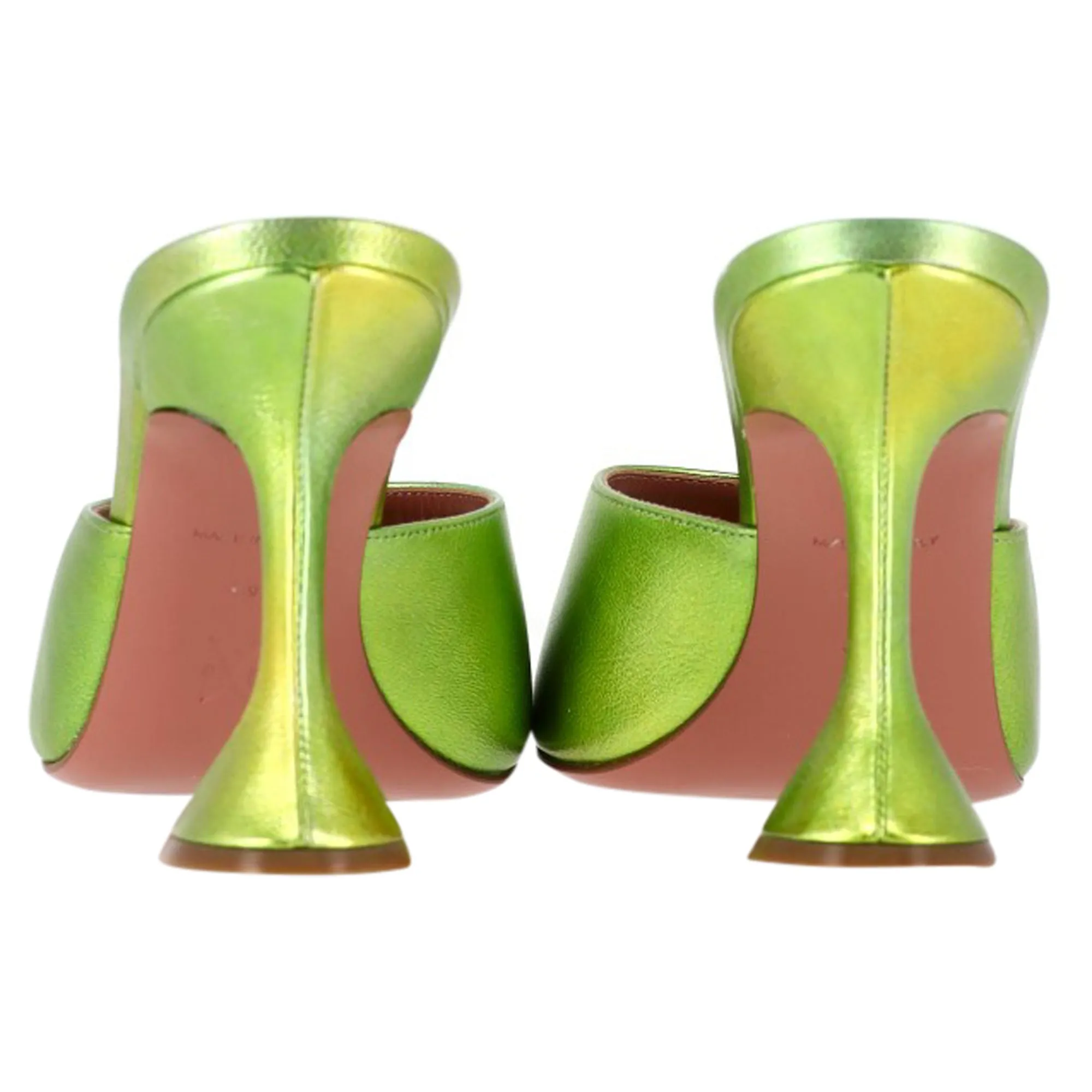 Amina Muaddi Lupita 95 Square Toe Mules in Green Leather