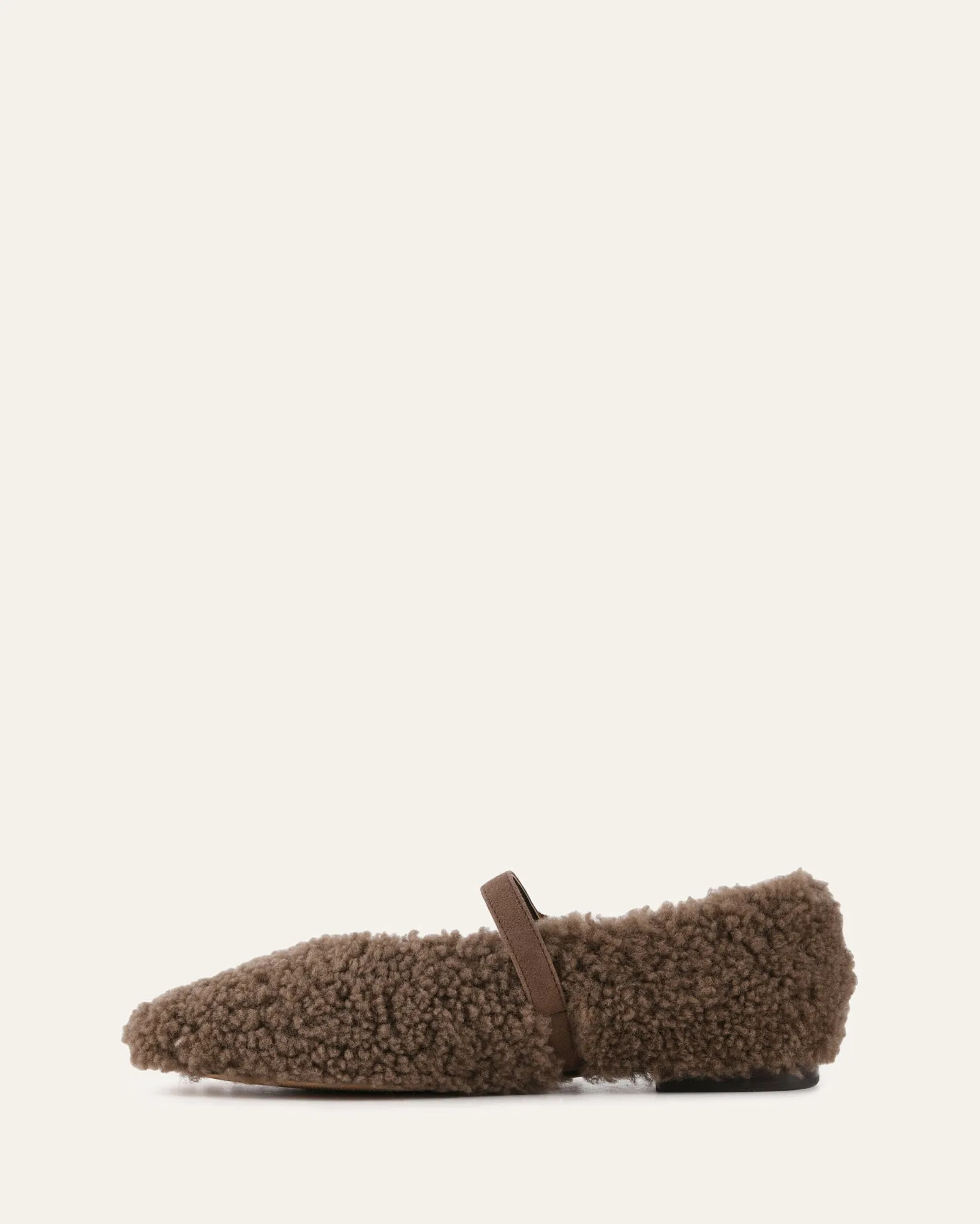 APRIL CASUAL FLATS TAUPE SHEARLING
