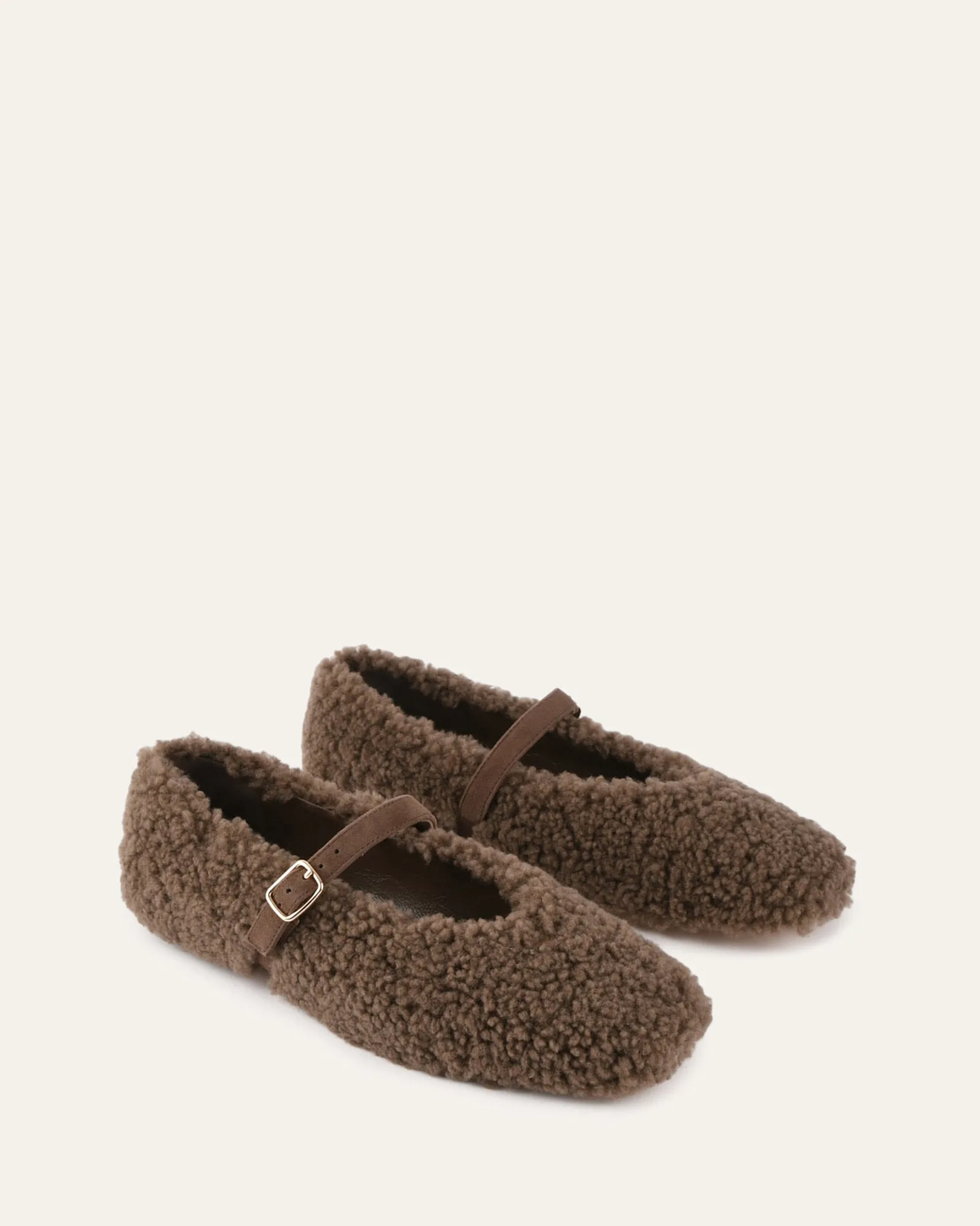 APRIL CASUAL FLATS TAUPE SHEARLING