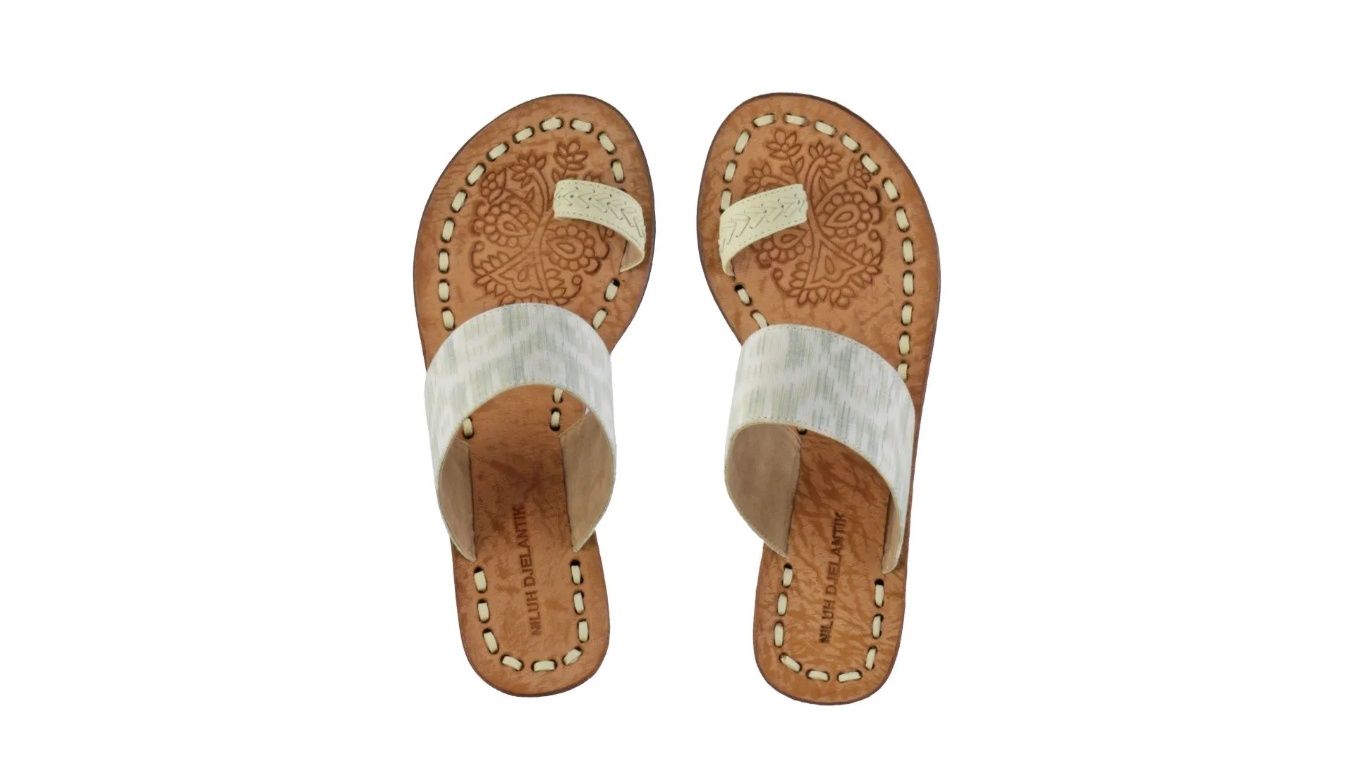 Arini 35mm Wedge -  Cream & Green Alam Tenun