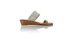 Arini 35mm Wedge -  Cream & Green Alam Tenun