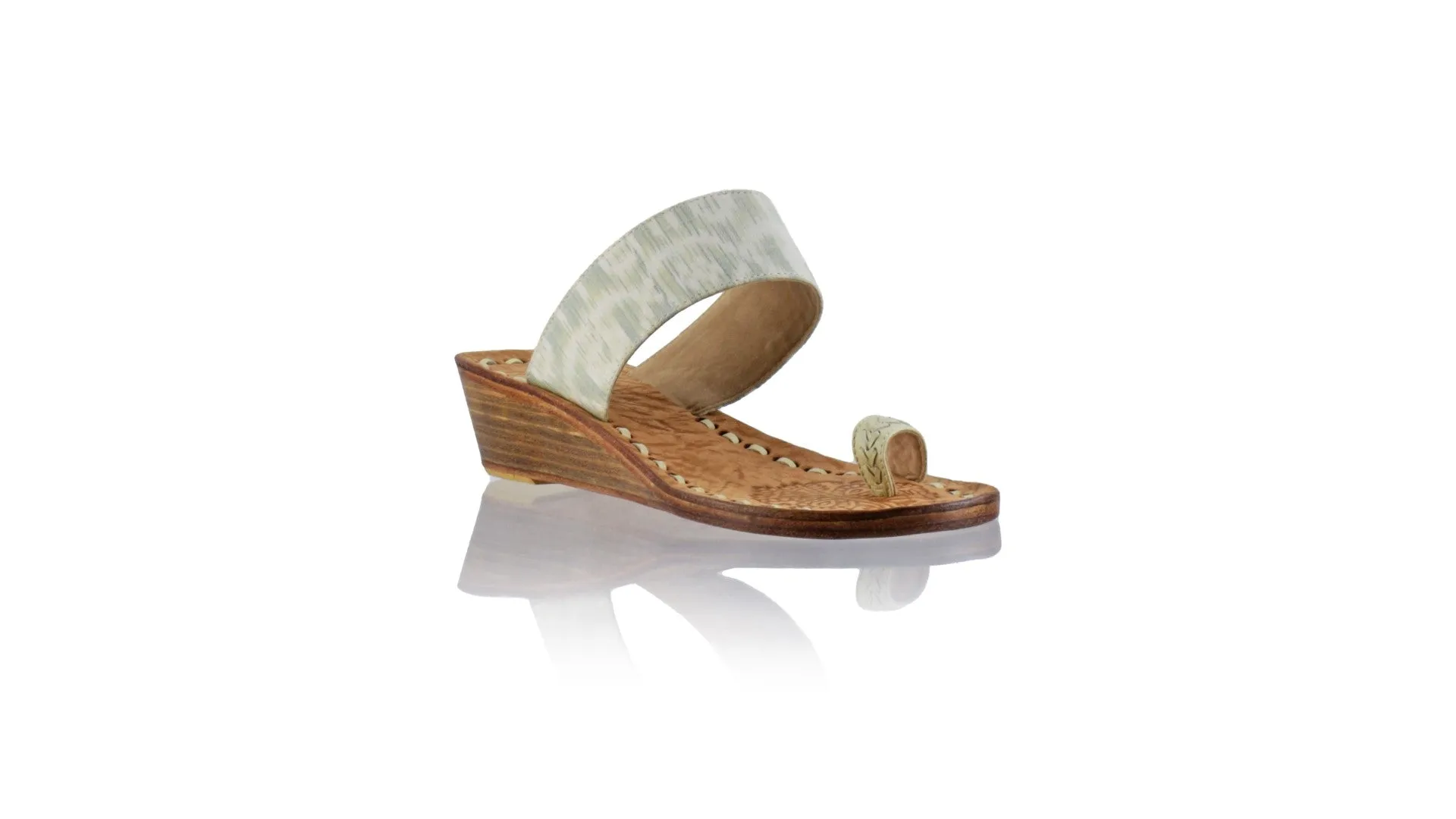 Arini 35mm Wedge -  Cream & Green Alam Tenun