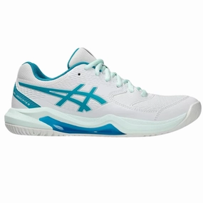Asics Gel Dedicate 8 Womens Tennis Shoes - White/Teal Blue Asics tennis shoes