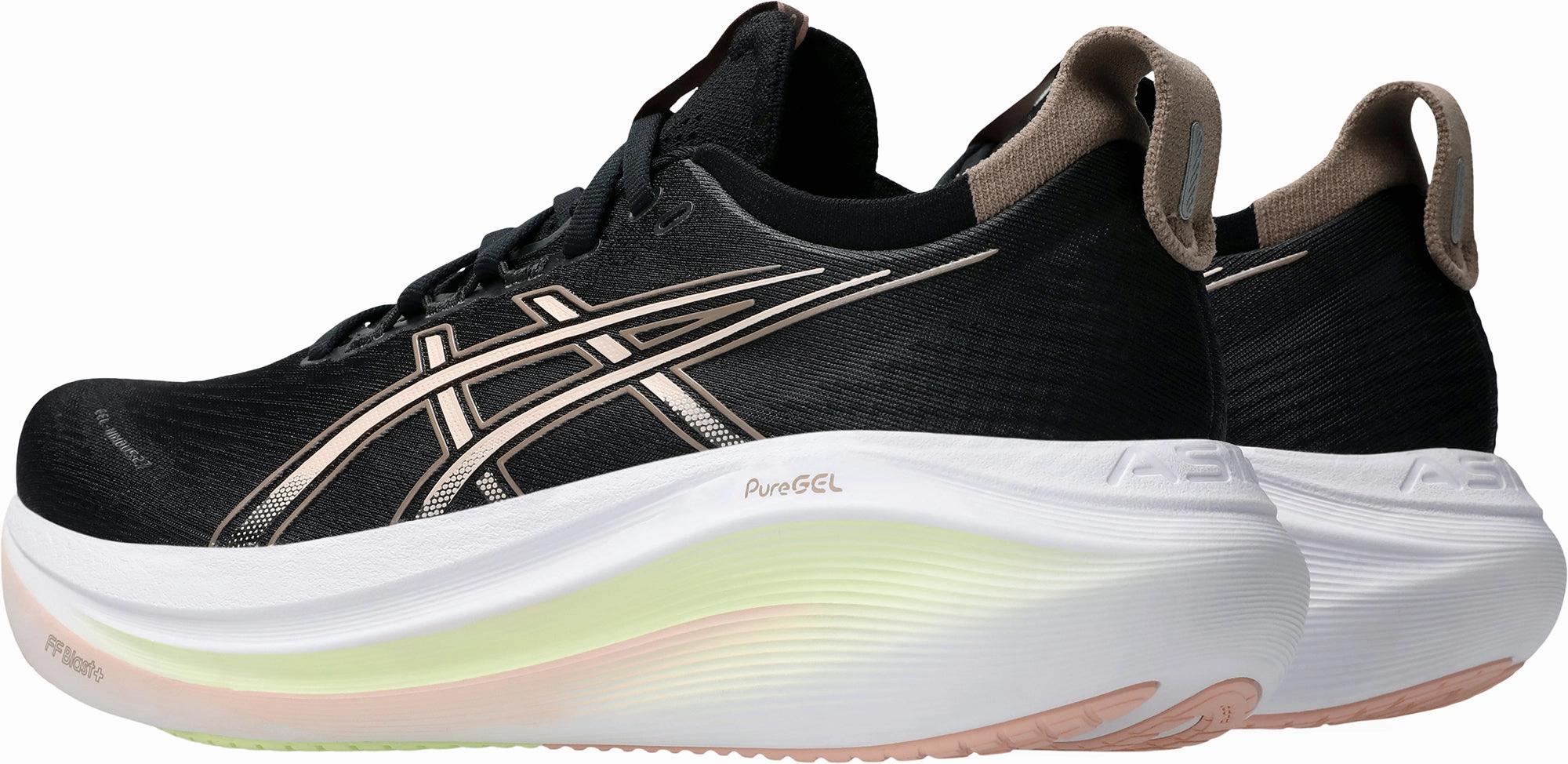 Asics Gel Nimbus 27 Womens Running Shoes - Black Flexible Athletic Fit