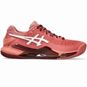 Asics Gel Resolution 9 Clay Women's Tennis Shoes - Light Garnet/White Asics tennis shoes