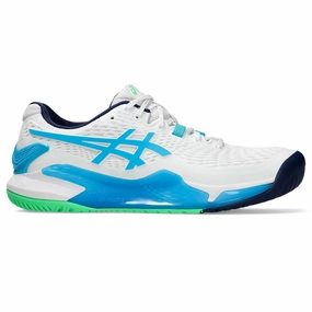 Asics Gel-Resolution 9 Men Tennis Shoes - White/Digital Aqua Asics tennis shoes