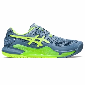 Asics Gel-Resolution 9 Tennis Shoes - Steel Blue/Hazard Green Asics tennis shoes