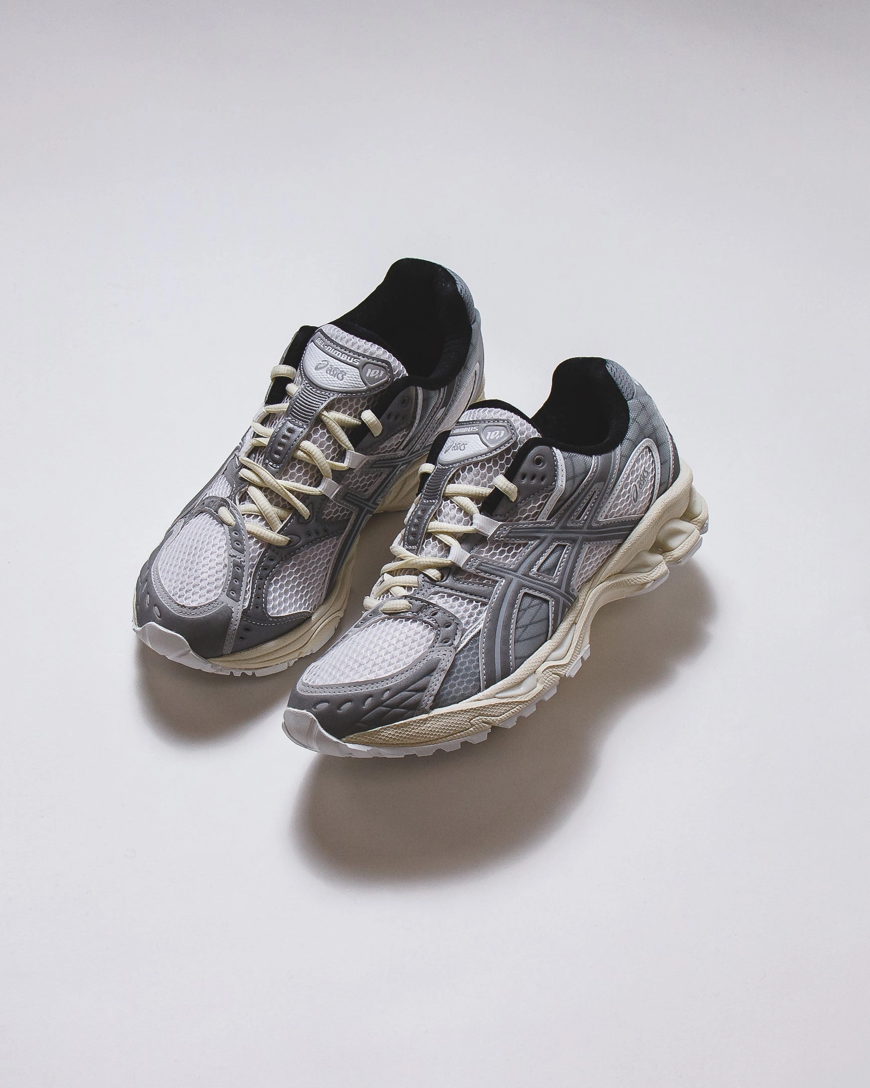 Asics x Min-Nano Men Gel-Nimbus 10.1 White Sheet Rock 1203A673-100 Asics shoe style pictures