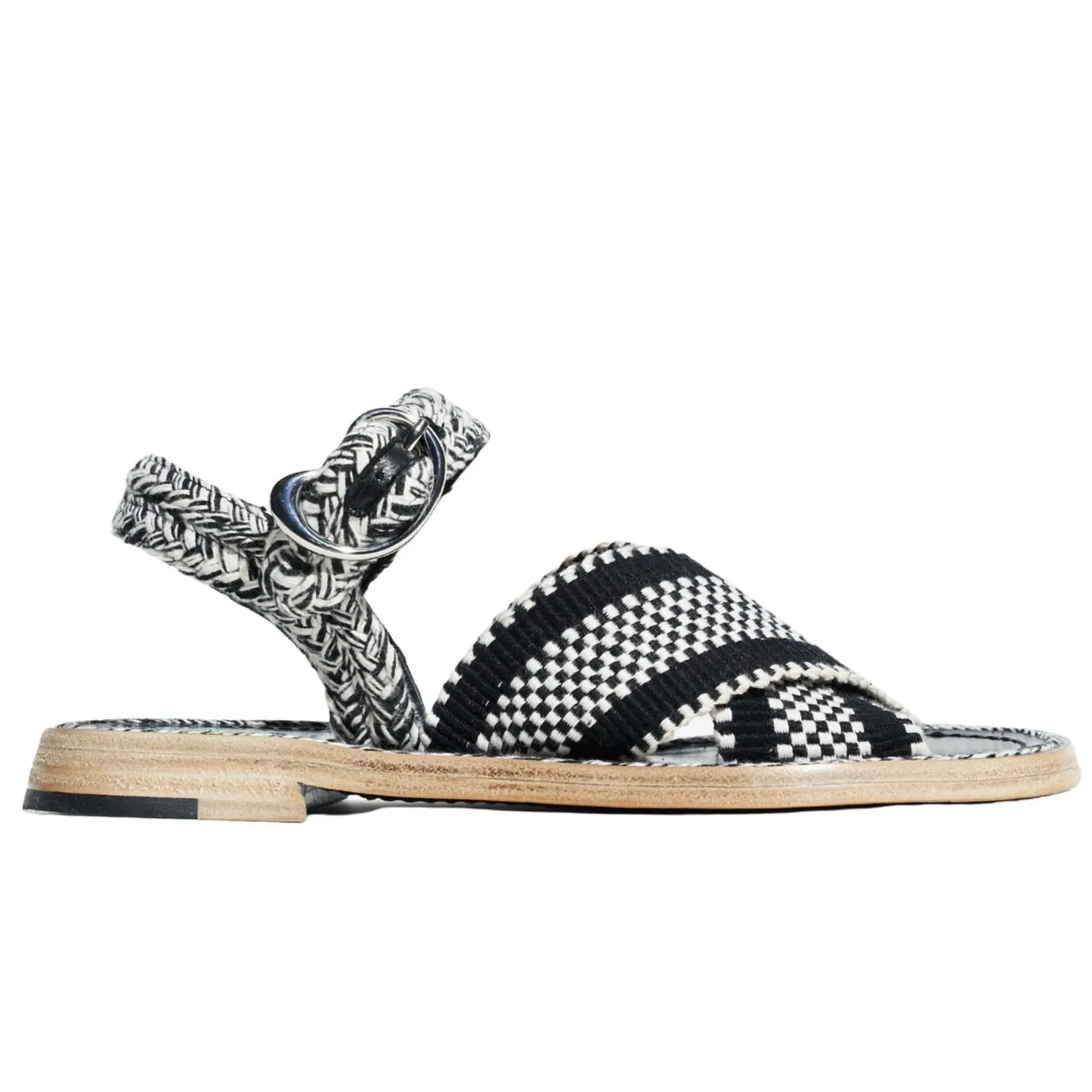 Aurora Flat Sandal In Ivory/black