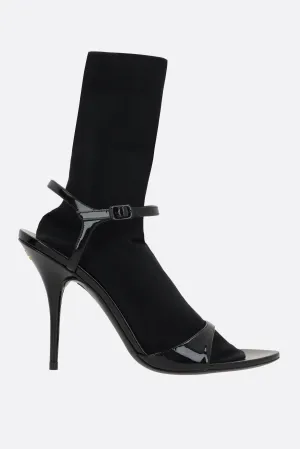 Avenue Sock sandals in patent leather and knit
