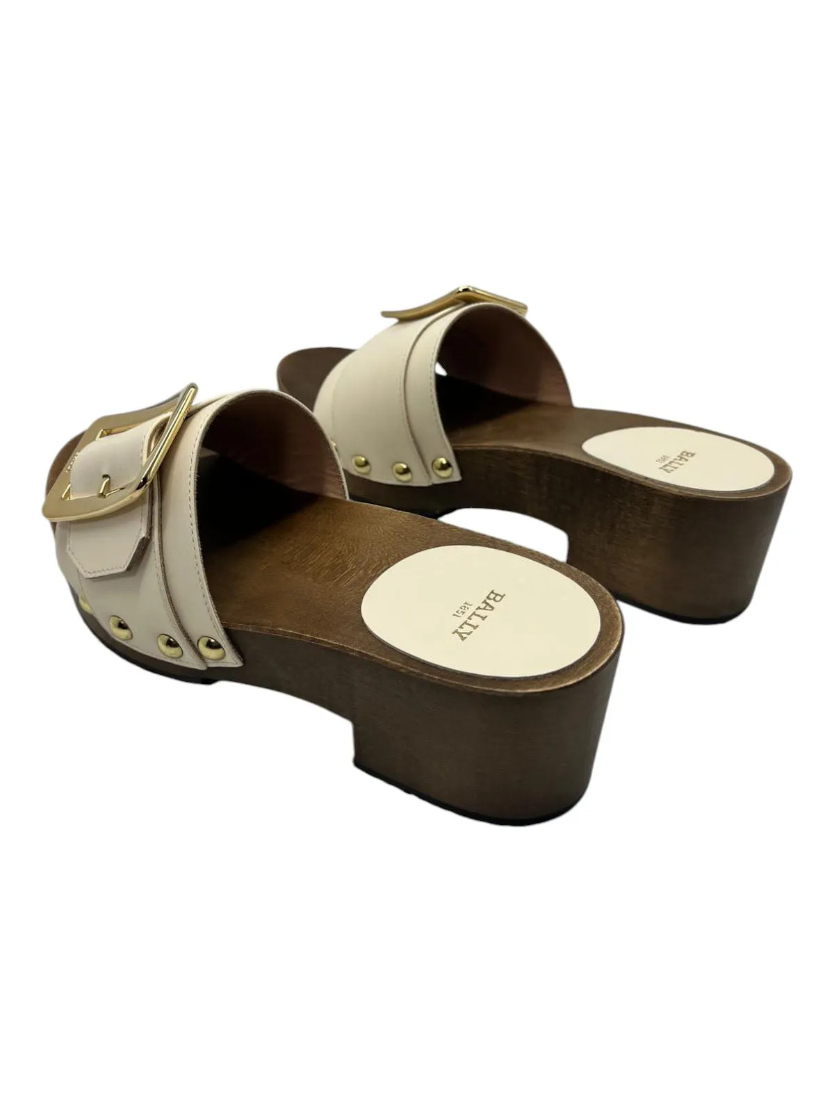 Bally Ellin 6238124 Women's Bone Calf Plain Leather Buckled Sandals