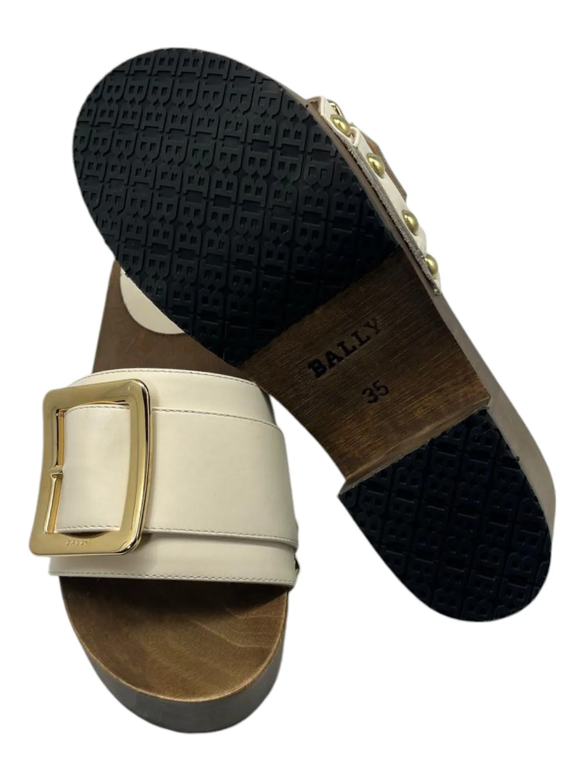 Bally Ellin 6238124 Women's Bone Calf Plain Leather Buckled Sandals