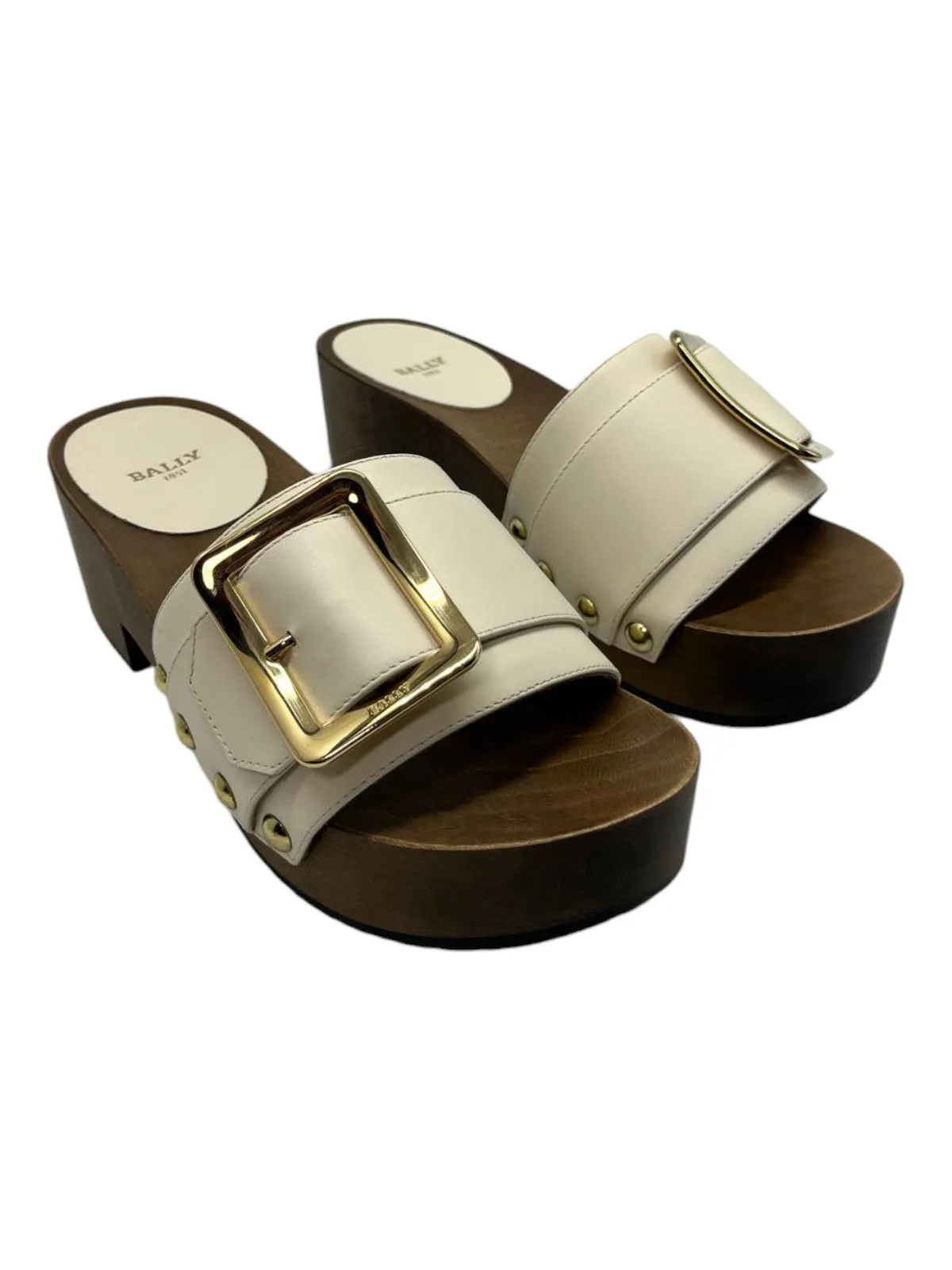 Bally Ellin 6238124 Women's Bone Calf Plain Leather Buckled Sandals