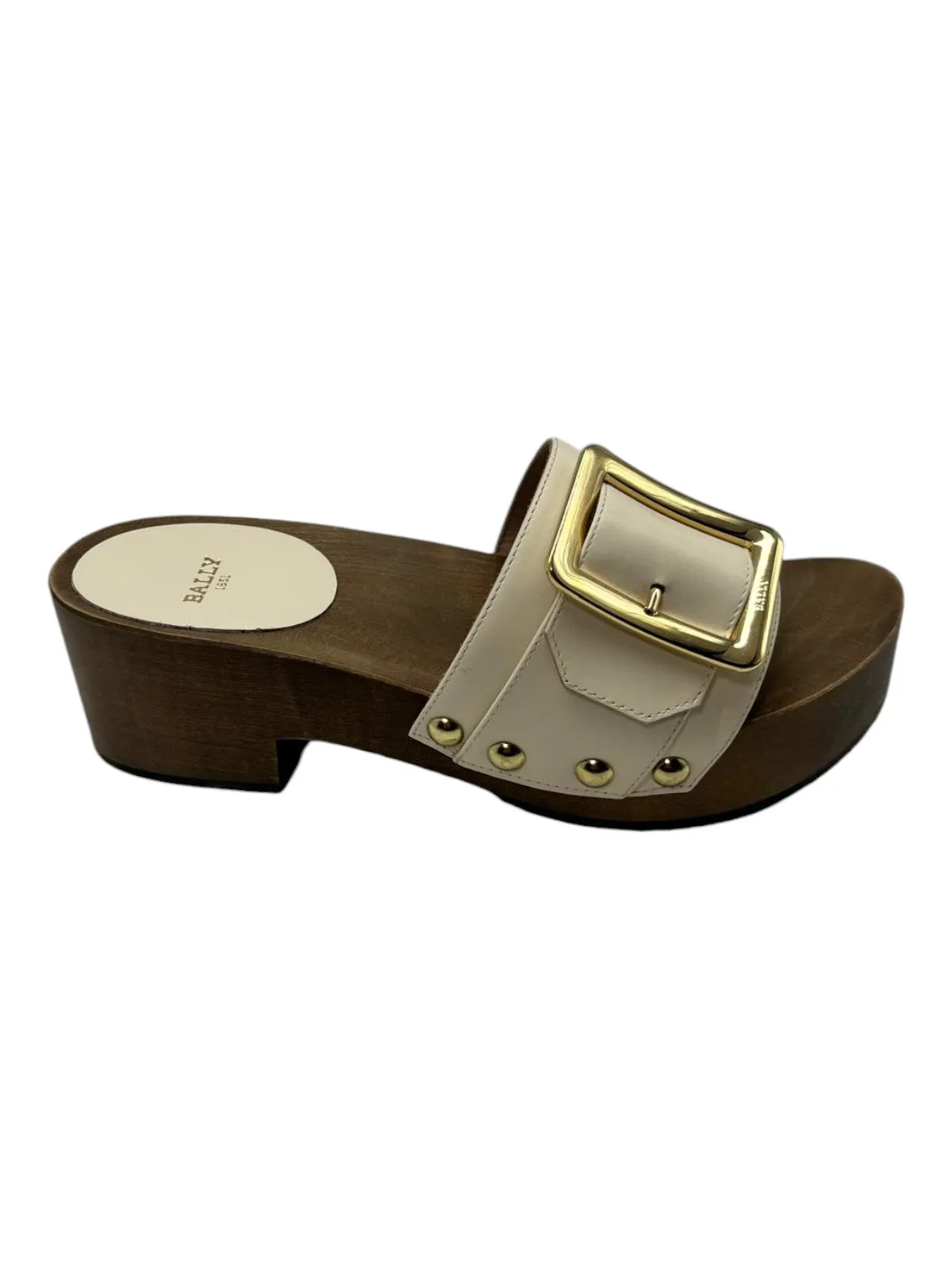 Bally Ellin 6238124 Women's Bone Calf Plain Leather Buckled Sandals