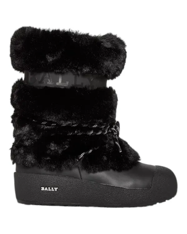 Bally Galy 6234641 Women's Black Fur & Leather Ankle Boots