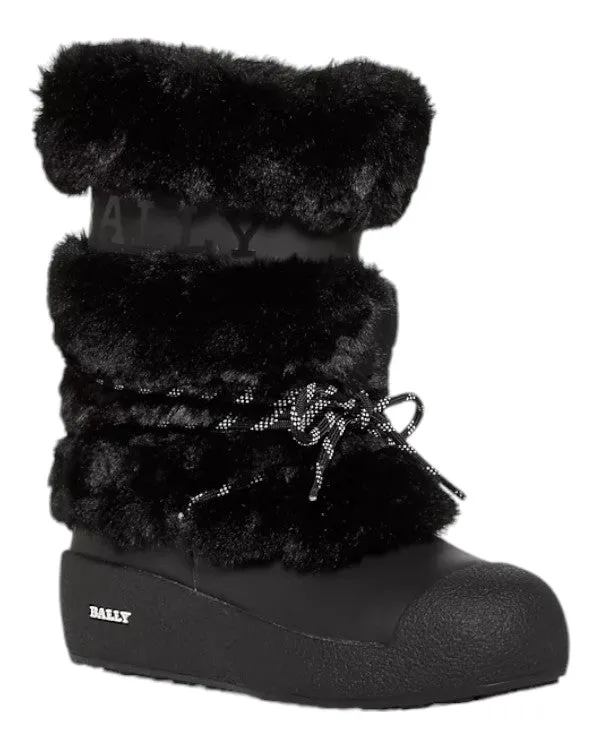 Bally Galy 6234641 Women's Black Fur & Leather Ankle Boots