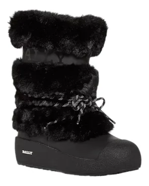 Bally Galy 6234641 Women's Black Fur & Leather Ankle Boots