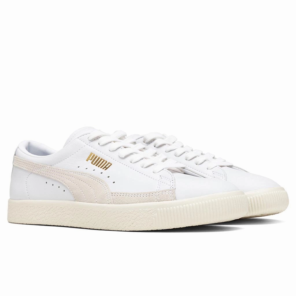 Basket 90680 Lux - White/Whisper White Puma Stripe Logo Trainers